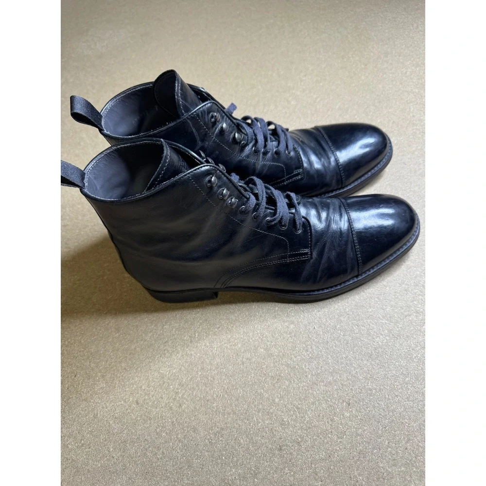 To Boot New York Adam Derrick Black Leather Cap Toe Lace Up Combat Boots Mens 7